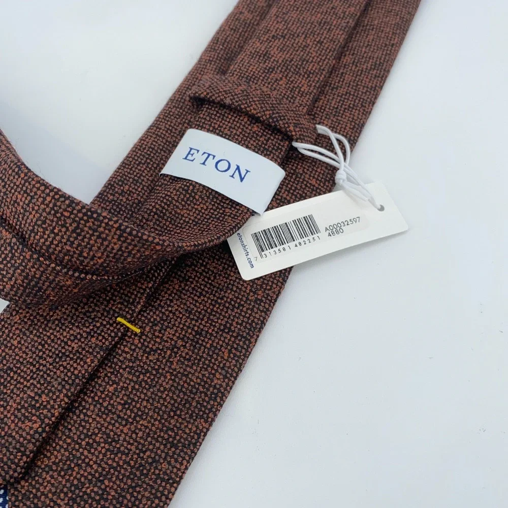 Eton Tie Mens One Size Orange Black Wool Classic Fit Professional Necktie NWT‎